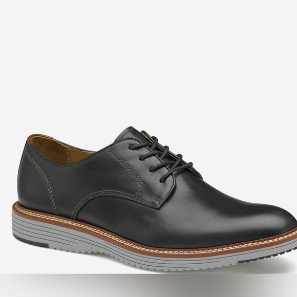 JOHNSTON & MURPHY BLACK HODGES PLAIN TOE SHOES SIZE 9 - Picture 1 of 5